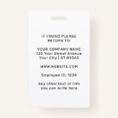 Aangepaste CorporateBadge Medewerker/Event ID met Badge (Achterkant)