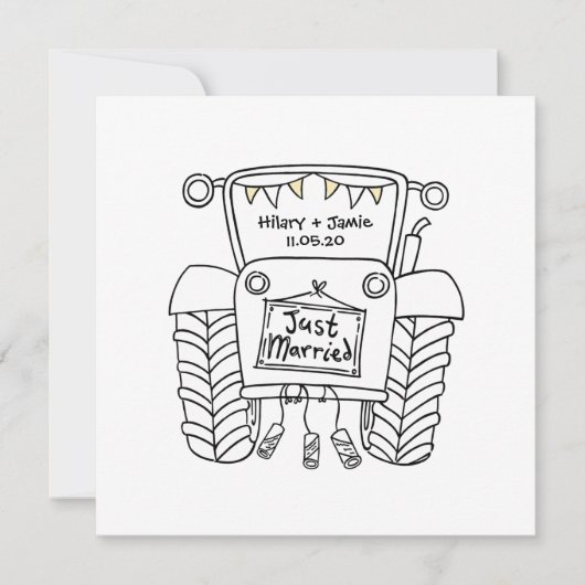 Aangepaste country Wedding Tractor Evitation Kaart (Voorkant)