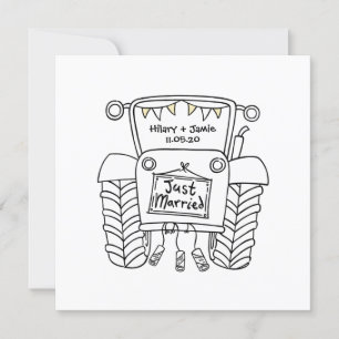 Aangepaste country Wedding Tractor Evitation Kaart
