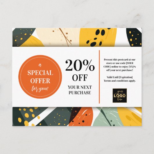 Aangepaste coupon korting Modern Abstract patroon Briefkaart (Voorkant)