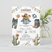 Aangepaste Cowboy Baby shower Uitnodiging (Staand voorkant)