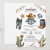 Aangepaste Cowboy Baby shower Uitnodiging (Voorkant / Achterkant)