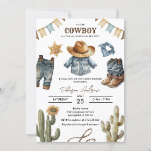 Aangepaste Cowboy Baby shower Uitnodiging