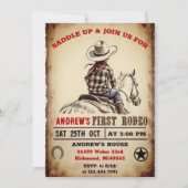 Aangepaste Cowboy Country 1e Rodeo verjaardagsfees Kaart (Voorkant)