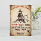 Aangepaste Cowboy Country 1e Rodeo verjaardagsfees Kaart (Staand voorkant)