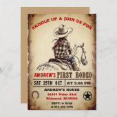 Aangepaste Cowboy Country 1e Rodeo verjaardagsfees Kaart (Voorkant / Achterkant)