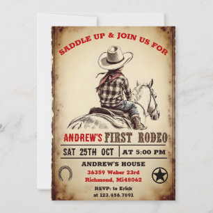 Aangepaste Cowboy Country 1e Rodeo verjaardagsfees Kaart