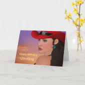 Aangepaste Cowboy Cowgirl Verjaardag Kaart (Gele Bloem)