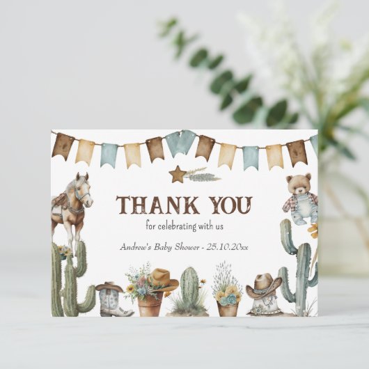 Aangepaste Cowboy Dank u afdrukbare Kaart (Staand voorkant)