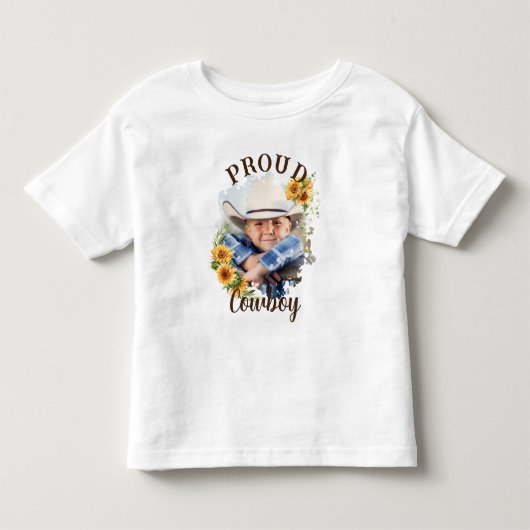 Aangepaste Cowboy-foto tekst zonnebloemaccent Kinder Shirts (Voorkant)