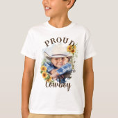 Aangepaste cowboy fototekst zonnebloem accent t-shirt (Voorkant)