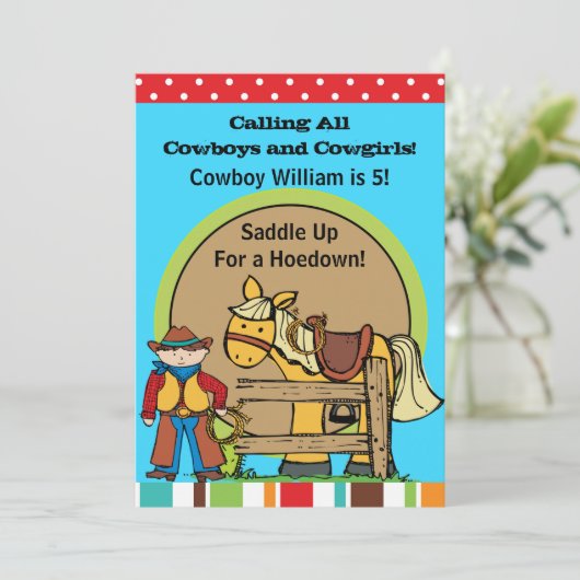 Aangepaste Cowboy Hoedown Westerne verjaardag Kaart (Staand voorkant)