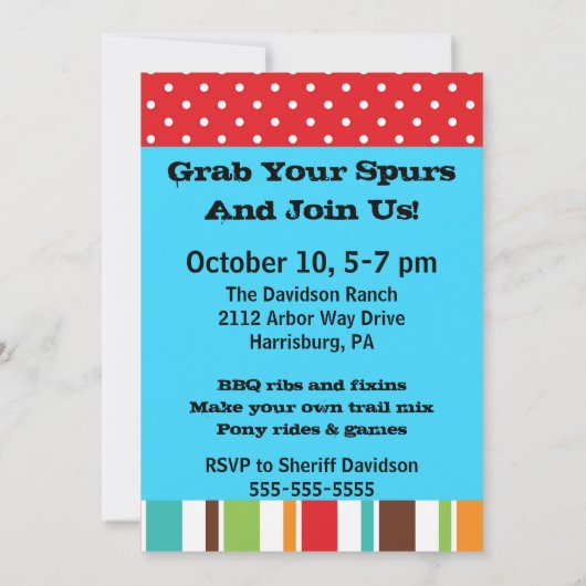 Aangepaste Cowboy Hoedown Westerne verjaardag Kaart (Achterkant)