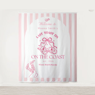 aangepaste cowgirl laatste toast op de kust roze wandkleed