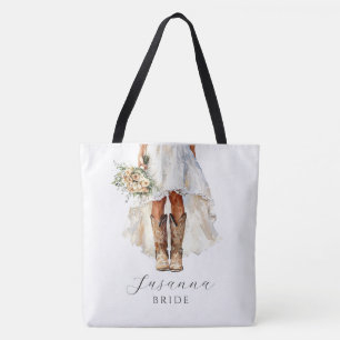 Aangepaste Cowgirl Trouwjurk Cowgirl Laarzen Bruid Tote Bag
