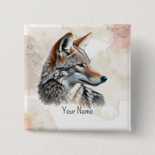 Aangepaste Coyote Country CottageCore Rustieke Pri Vierkante Button 5,1 Cm