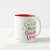 Aangepaste Cozy Sweaters Rood Groen Kerst  Tweekleurige Koffiemok (Voorkant rechts)