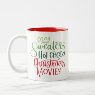Aangepaste Cozy Sweaters Rood Groen Kerst  Tweekleurige Koffiemok