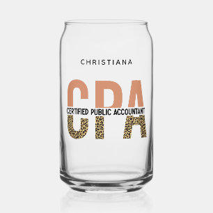 Aangepaste CPA Certified Public Accountant Leopard Blikvorm Glas