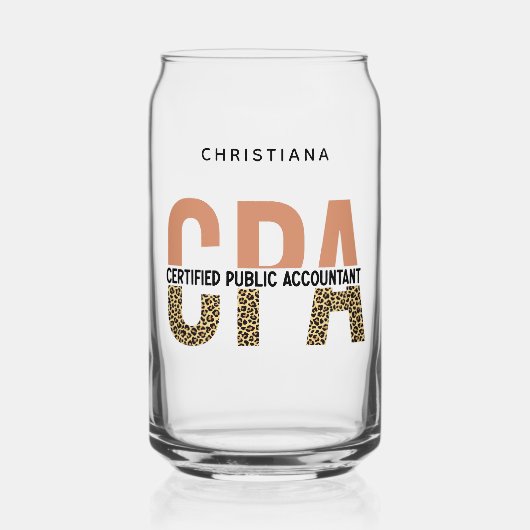 Aangepaste CPA Certified Public Accountant Leopard Blikvorm Glas (Voorkant)