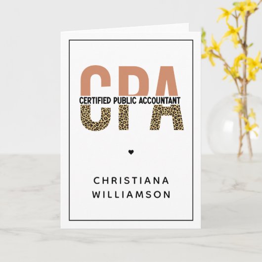 Aangepaste CPA Certified Public Accountant Leopard Kaart (Gele Bloem)