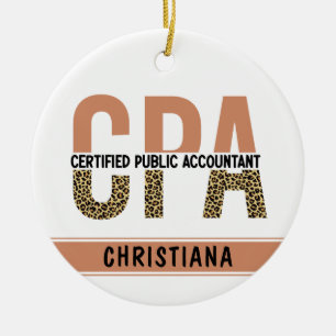 Aangepaste CPA Certified Public Accountant Leopard Keramisch Ornament