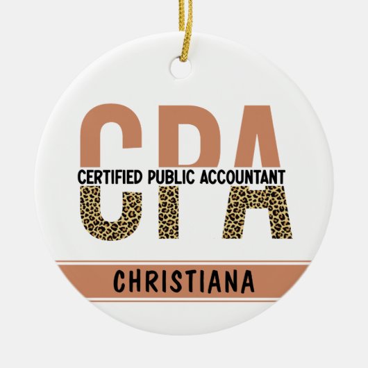 Aangepaste CPA Certified Public Accountant Leopard Keramisch Ornament (Voorkant)