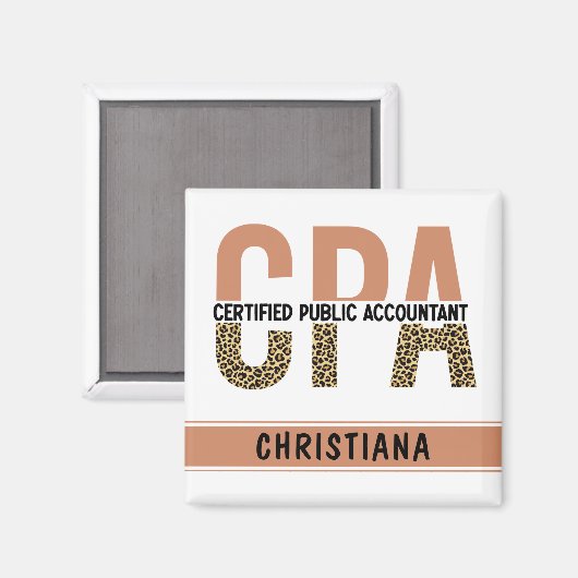 Aangepaste CPA Certified Public Accountant Leopard Magneet (Voorkant / Achterkant)