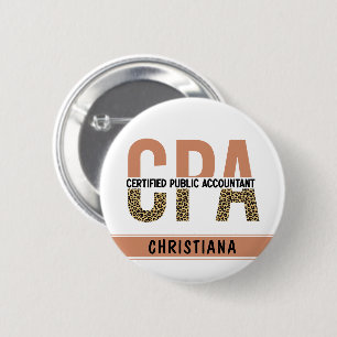 Aangepaste CPA Certified Public Accountant Leopard Ronde Button 5,7 Cm
