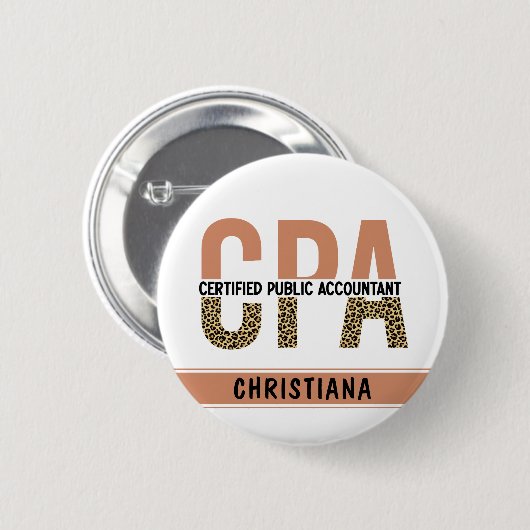 Aangepaste CPA Certified Public Accountant Leopard Ronde Button 5,7 Cm (Voorkant /achterkant)