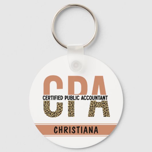 Aangepaste CPA Certified Public Accountant Leopard Sleutelhanger (Voorkant)
