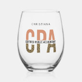 Aangepaste CPA Certified Public Accountant Leopard Wijnglas Zonder Voet (Voorkant)