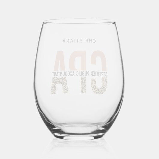 Aangepaste CPA Certified Public Accountant Leopard Wijnglas Zonder Voet (Achterkant)