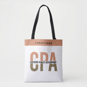 Aangepaste CPA Certified Public Accountant Luipaar Tote Bag