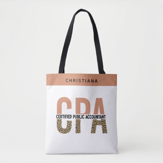 Aangepaste CPA Certified Public Accountant Luipaar Tote Bag (Voorkant)