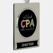 Aangepaste CPA Certified Public Accountant Verzilverd Banner Ornament (Rechts)