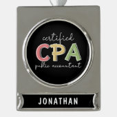 Aangepaste CPA Certified Public Accountant Verzilverd Banner Ornament (Voorkant)