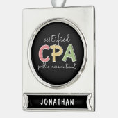 Aangepaste CPA Certified Public Accountant Verzilverd Banner Ornament (Links)