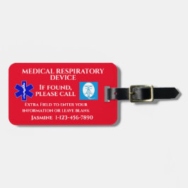 Aangepaste CPAP-machine ingeschakeld Bagagelabel