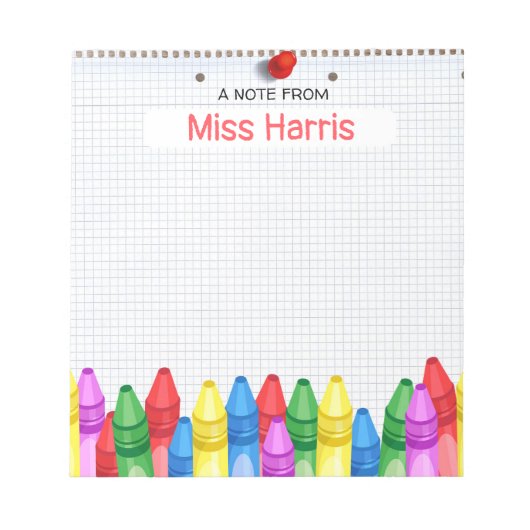 Aangepaste Crayon Teacher-laptop Notitieblok (Voorkant)