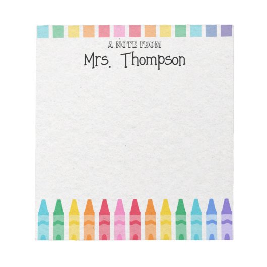 Aangepaste Crayon Teacher's Rainbow Cute-laptop Notitieblok (Voorkant)
