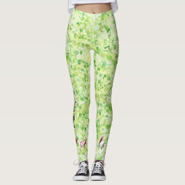 Aangepaste Cream Lime Groene Piano Boek Leggings