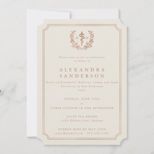Aangepaste_Cream + Rose Goud Folie Afstuderen Kaart (Voorkant)