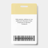 Aangepaste Cream Werknemersfoto, Bar Code, Logo, N Badge (Achterkant)