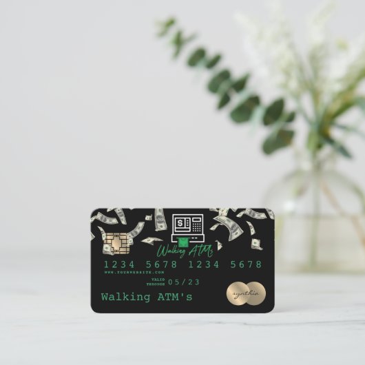 Aangepaste creditcard geactiveerd visitekaartje (Staand voorkant)