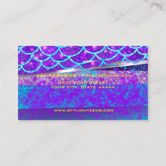 Aangepaste Creëer Kleurrijke Blauwe Zeemeermin Gep Visitekaartje (Achterkant)