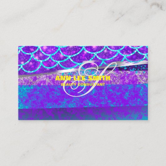 Aangepaste Creëer Kleurrijke Blauwe Zeemeermin Gep Visitekaartje (Voorkant)