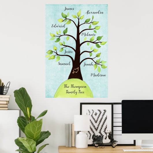 Aangepaste Creëer Uw eigen familie Reunion Tree Po Poster (Thuiskantoor)