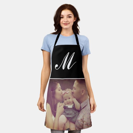 Aangepaste Creëer Uw Eigen Foto Monogram Initiaal Schort (Gedragen)