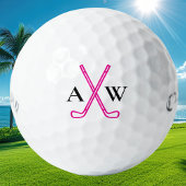 Aangepaste Creëer Uw eigen roze Initiaal Monogram Golfballen